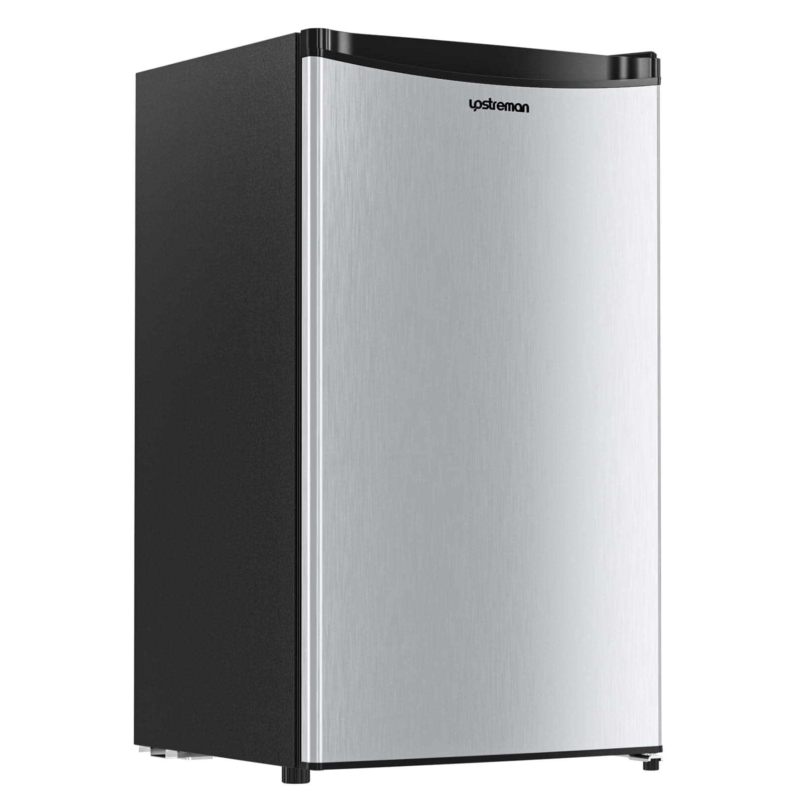 3.2 Cu.Ft Mini Fridge with Freezer, Single Door Compact Refrigerator, Adjustable Thermostat, Small Refrigerator for Dorm, Bedroom, Office, Stainless Steel-SR321