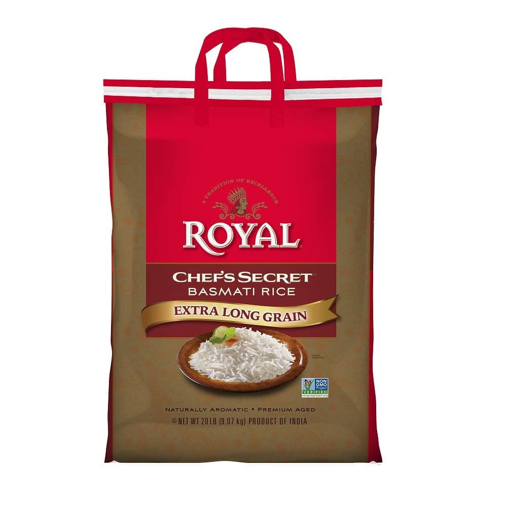 Royal Chef's Secret Basmati Rice - Premium Extra Long Grain White Rice, 20 lb Bag