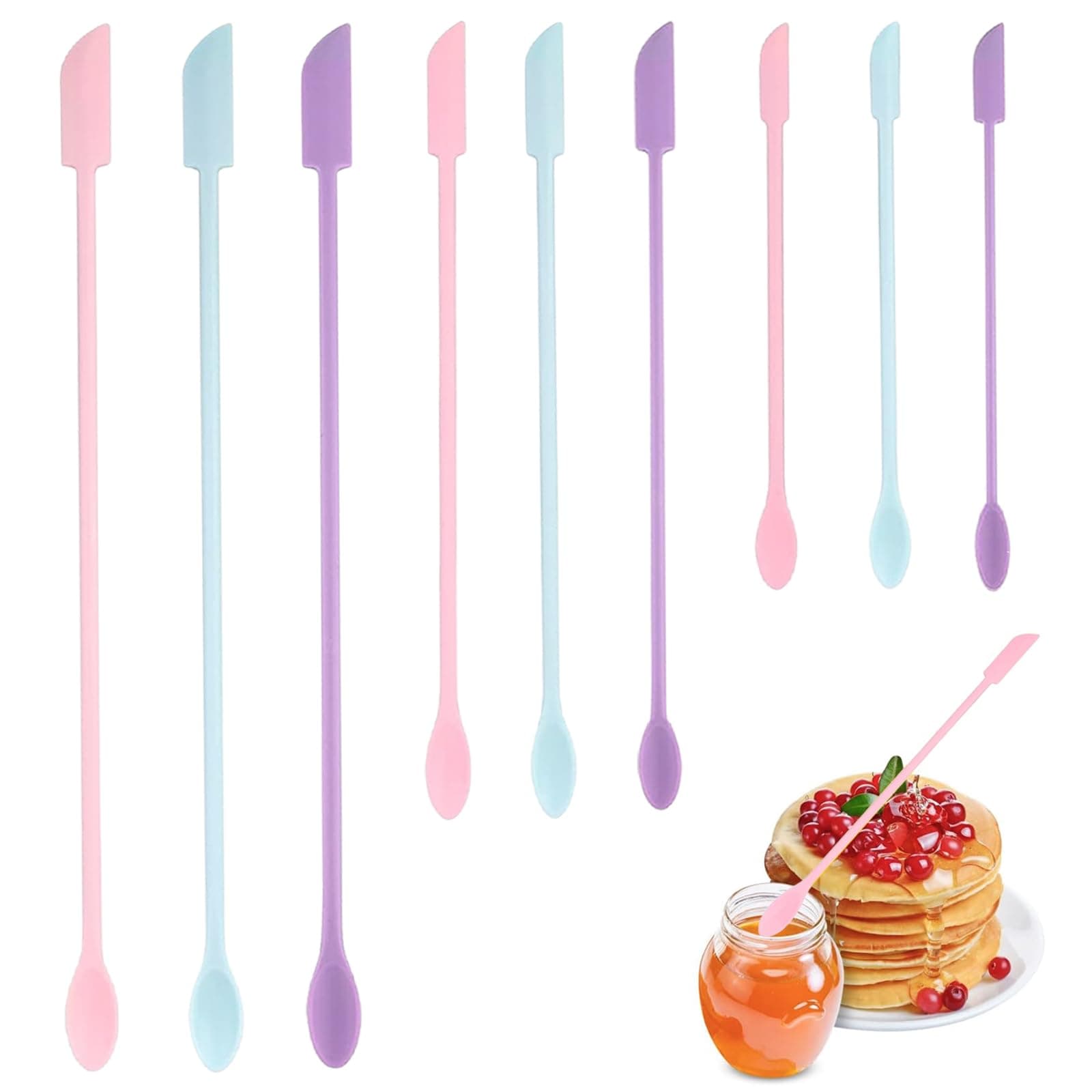 Pack of 9 Mini Silicone Spatulas, Multicoloured Makeup Spatula, Make-Up Spatula, Scraper, Mini Scraper, Kitchen, Narrow Dough Spatula, Dough Scraper, Small for Beauty and Kitchen, Reusable