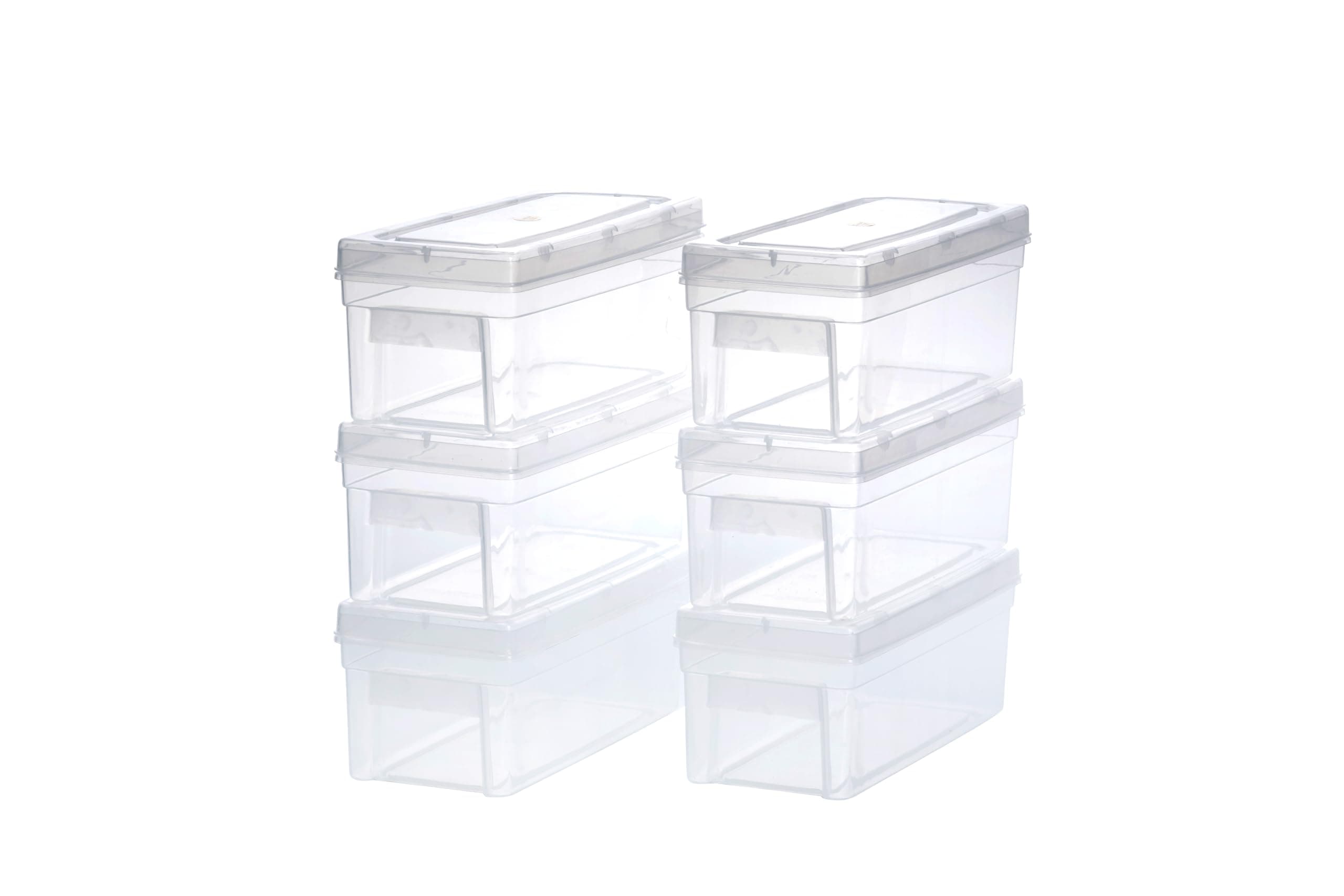 Chetan Plastic Storage Boxes, Transparent Containers, Medium Boxes With Lock System for Jewellery 25x9x10.5 Cm - Pack of 6 (Size No - 33)