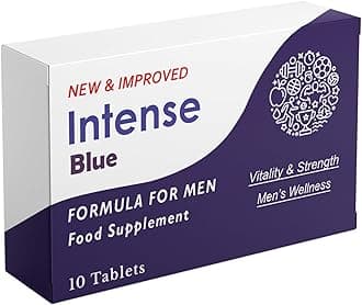 Intense Blue 10 Tablets - Herbal Supplement for Men - Men's Health Support - Korean Ginseng, Tribulus Terrestris - Made in The UK