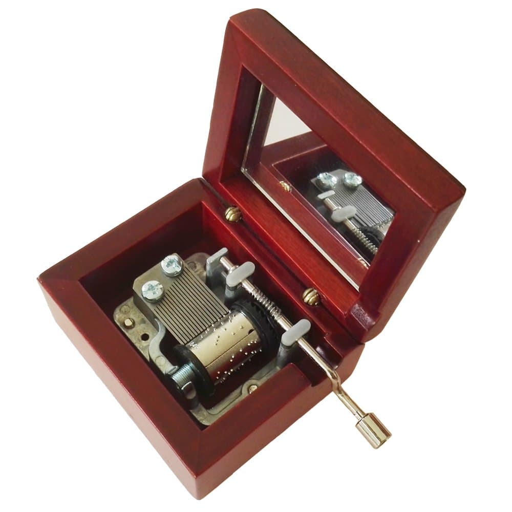 18 Note Hand Crank Wooden Musical Box with Silver-Plating Movement in,Rosewood Music Gift Box,The Wind Forest from My Neighbor Totoro Music Box