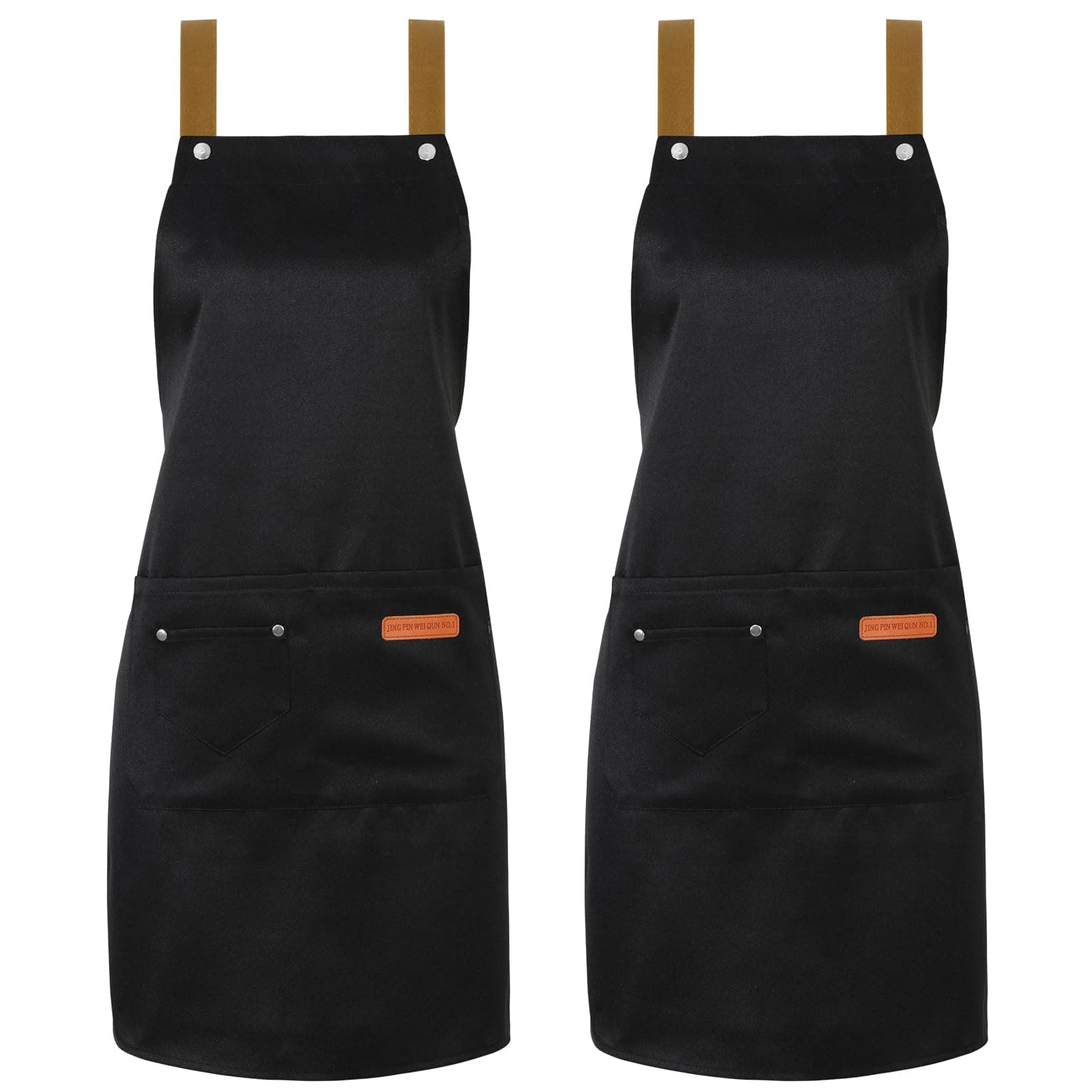 2 Pack Kitchen Apron for Women - Adjustable Cooking Apron with Pockets, Unisex Canvas Waterproof Apron Chef Bakers Apron for Home Kitchen, Restaurant