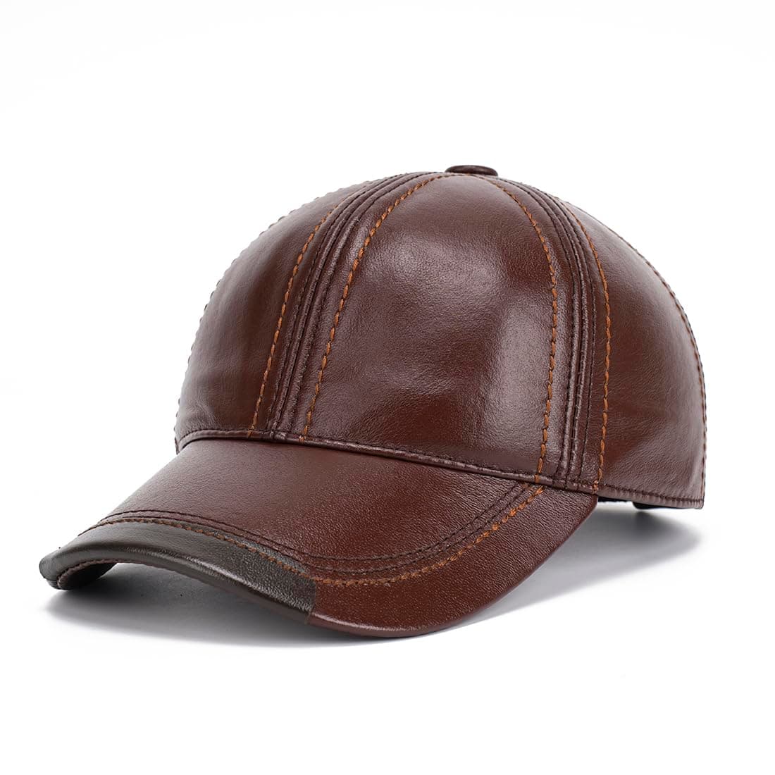 Gudessly Adjustable Men's Genuine Cowhide Leather Baseball Cap for Fall Winter Outdoor Sports Hat