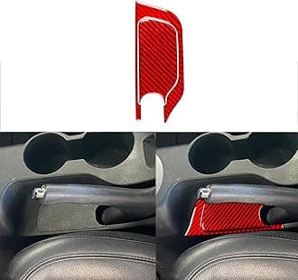 Car Hand Brake Cover Trim Real Carbon Fiber Sticker Compatible with Hyundai Veloster 2012 2013 2014 2015 2016 2017 Red Accessories