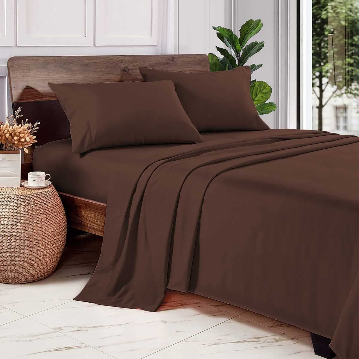 SGI beddingFull Size Sheets Luxury Soft 100% Egyptian Cotton - Sheet Set for Full Size 54x75 Mattress Chocolate Solid 600 Thread Count Deep Pocket…