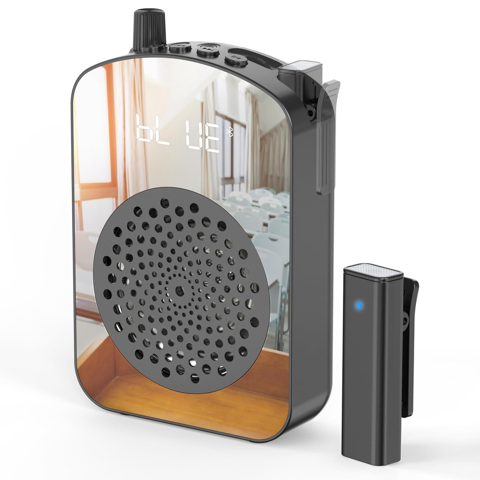 A10 Voice Amplifier Wireless with Lavalier Microphone Charging &Storage,Portable Voice Amplifier with Laple Mic Speaker,Mini Voice Amplifier for Classroom,Speech,Training Outdoor-Black