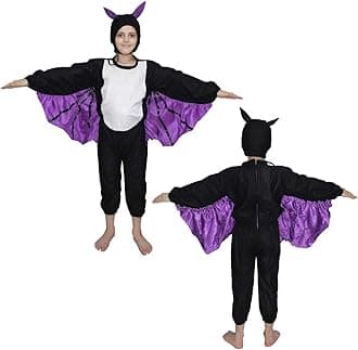 Kaku Fancy Dresses Fleece Bat Bird Costume For Kids - Black - Purple, 3-4 Years|For Boys