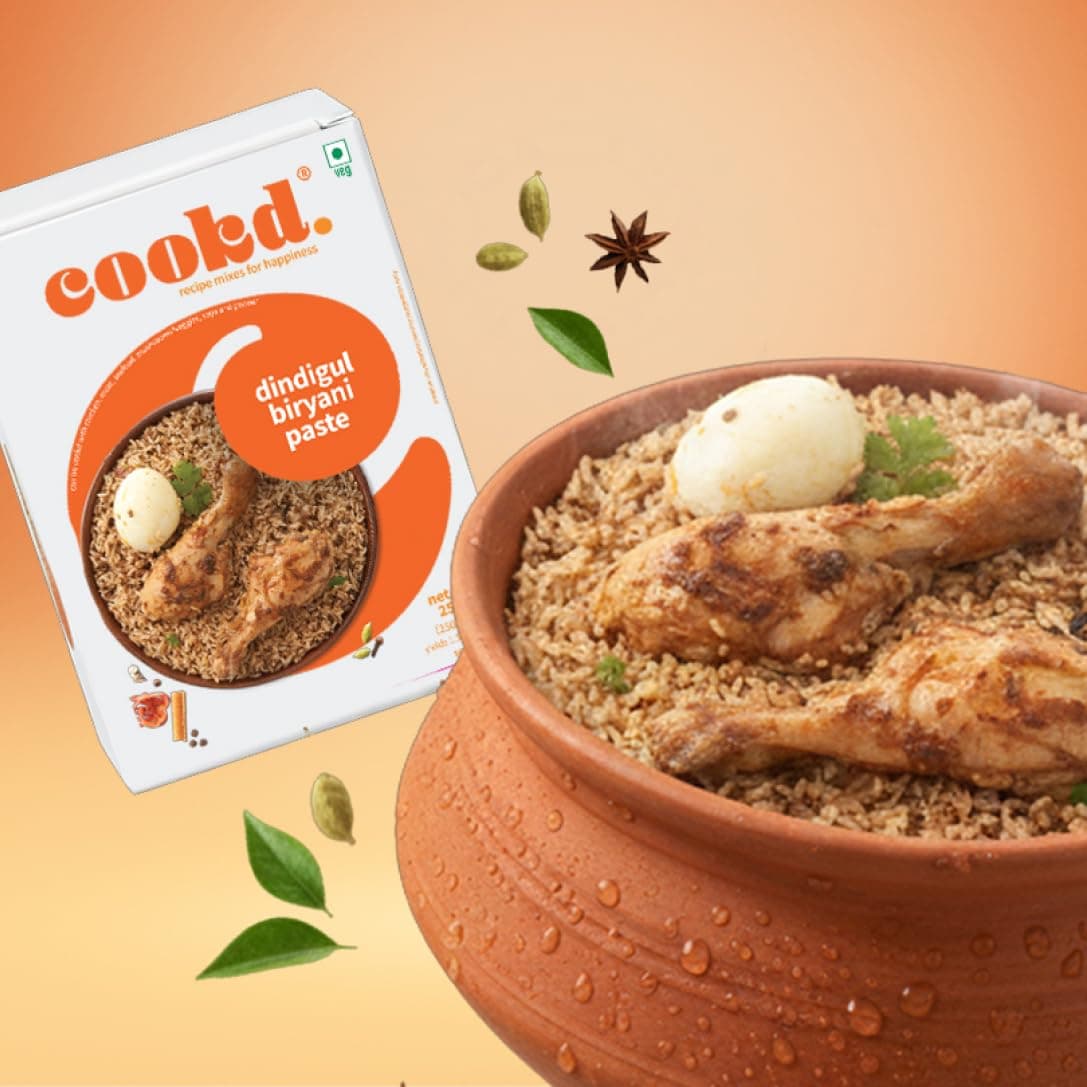 Cookd Dindigul Biryani Paste (Serves 3) | Cooks in 20 Minutes | No Added Flavours or Preservatives (Pack of 1)