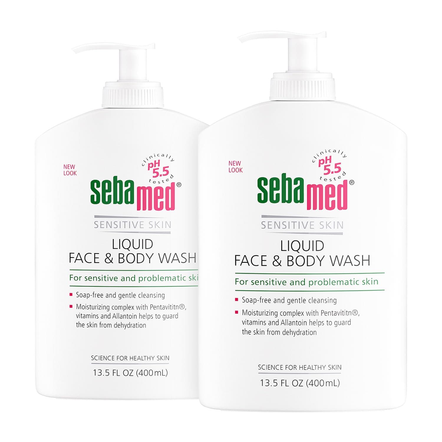 - Liquid Face & Body Wash with Pump, 400ml, 2 Pack