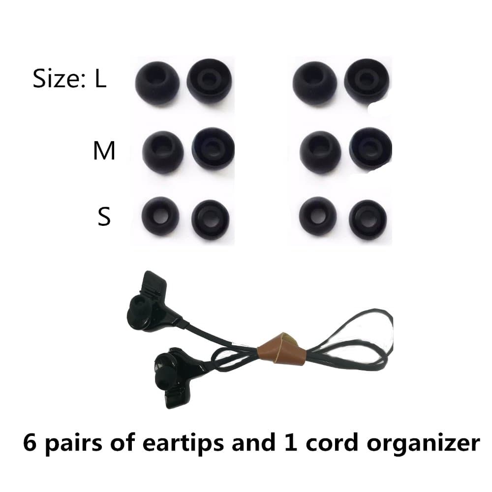 Kopowaes Eartips 6 Pairs Small/Medium/Large 3 Sizes Silicone Replacement Ear Buds Tips.