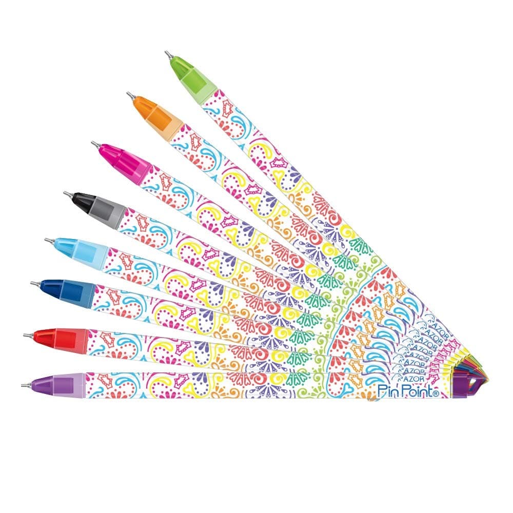 AZOR 301.6858 Fine Point Pen .7 mm PinPoint Greks Assorted Colours 8 Pieces