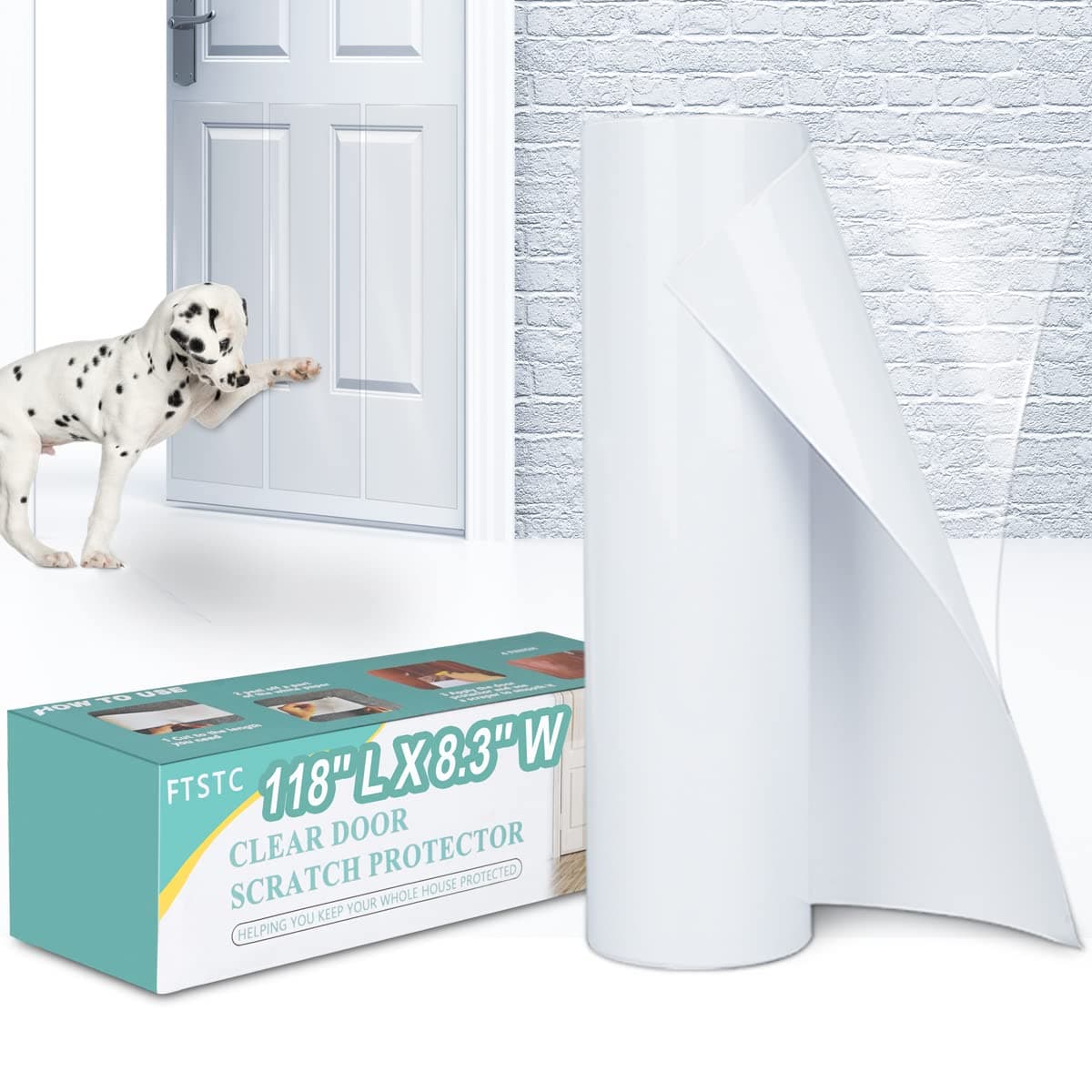 FTSTC Door Scratch Protector, Door Protector from Dog Scratching, Heavy Duty Shield for Dog & Cat Scratching, Vinyl Anti Claw Guard for Door Furniture (Door Scratch Protector)