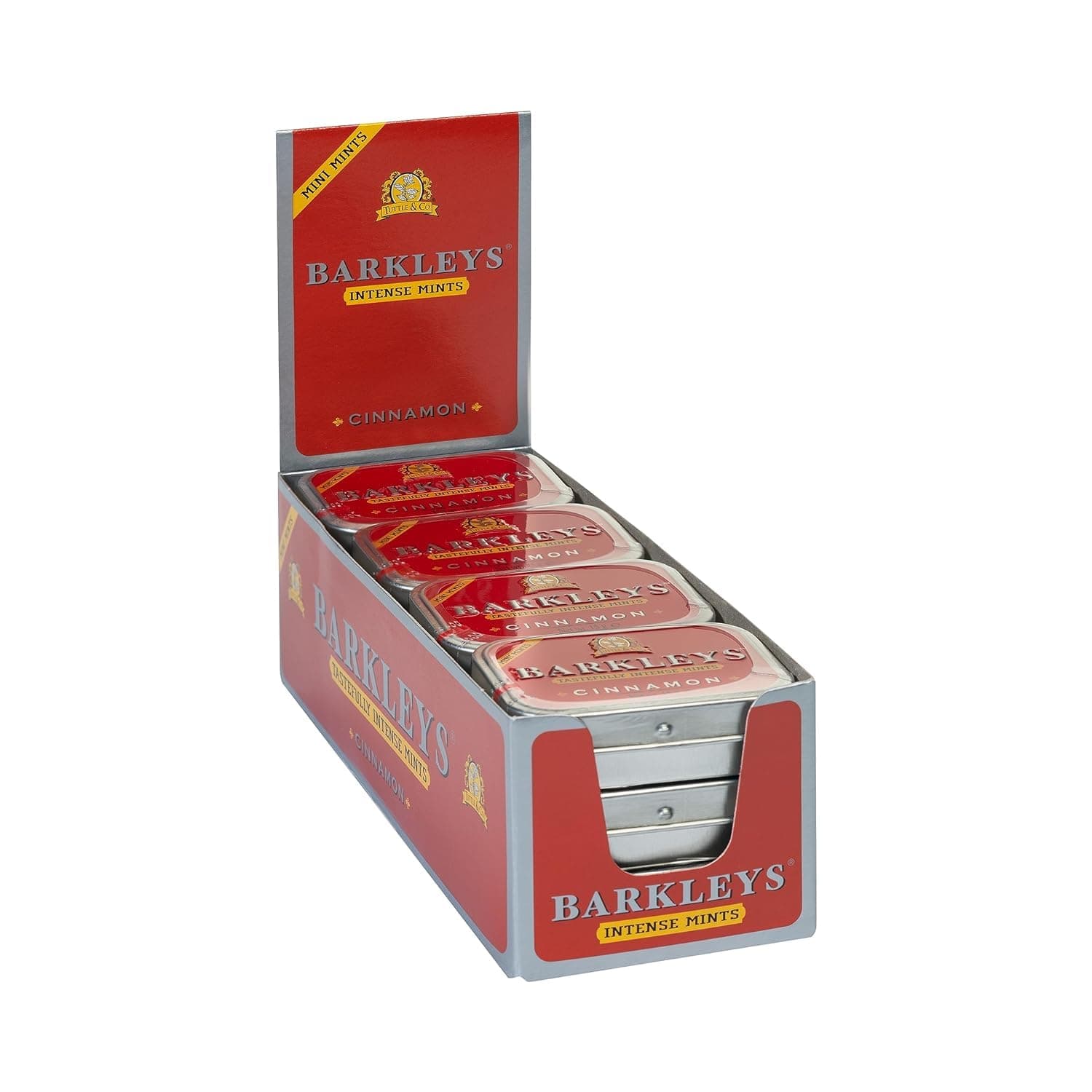 Barkleys Cinnamon Breath Mints, Mini Cinnamon Candy - Strong Cinnamon Flavor, Cool Mint for Party, After Dinner, Wedding, Everyday Use-Vegan, Reusable Travel Tins, 12 Pack - 50 Count Each