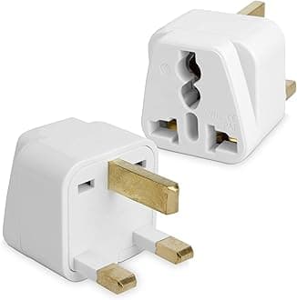 BoxWave Universal to UK Outlet Plug Adapter, Type G Socket Coverter - White, Plug Adapter for Smartphones and Tablets