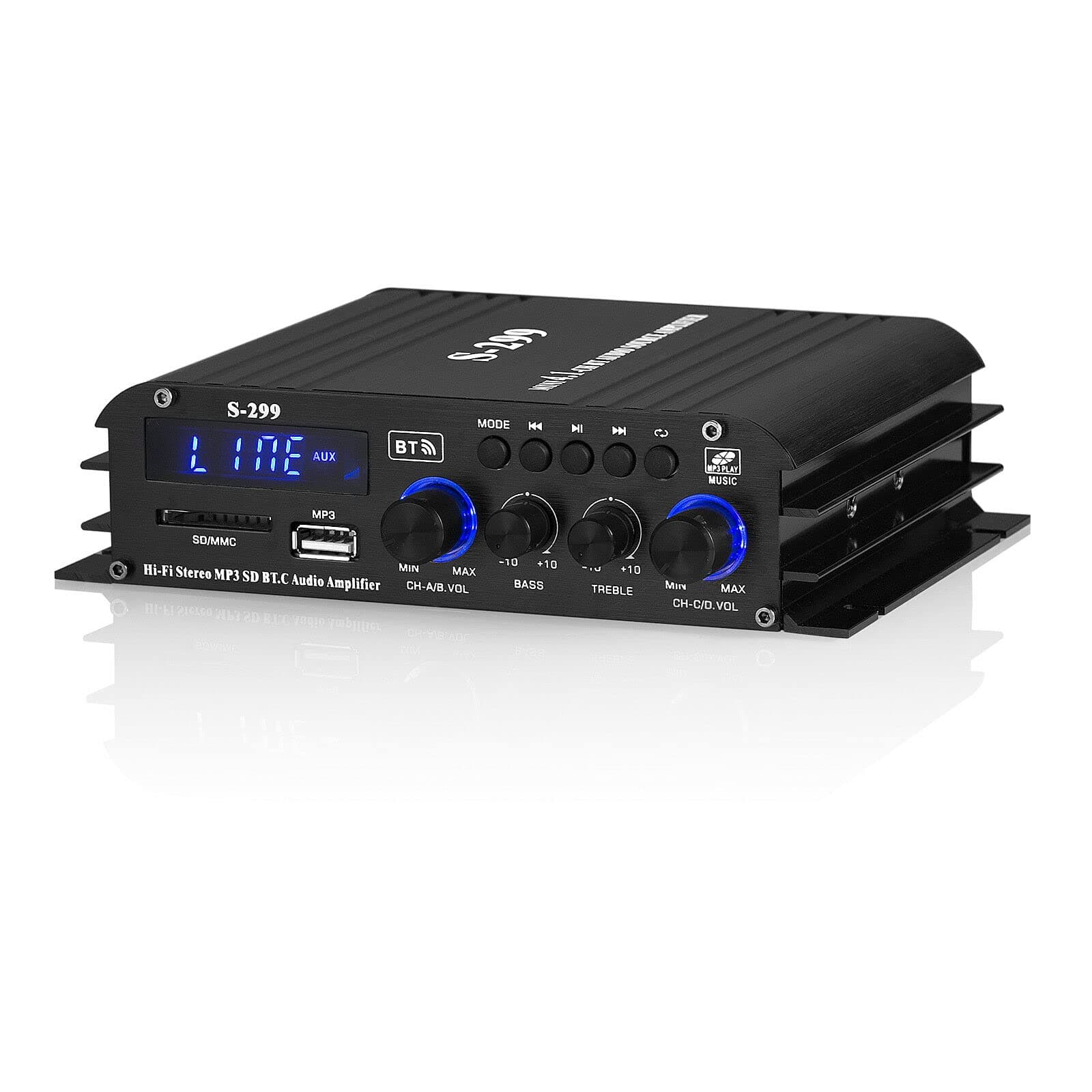 Nobsound HiFi 4.0 Channel Bluetooth Digital Power Amplifier for Home/Car Bass Audio Amp S 299, OK016-UK