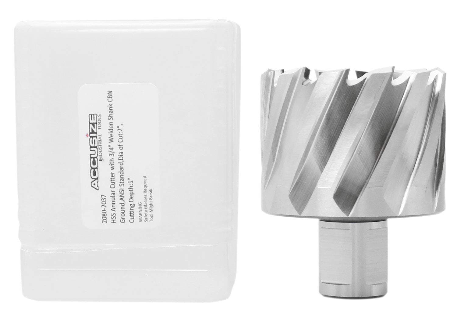 Accusize Industrial Tools H.S.S. Annular Cutter, 2" Dia, 1" Cutting Depth, 3/4" Weldon Shank, ANSI Standard, 2080-2037