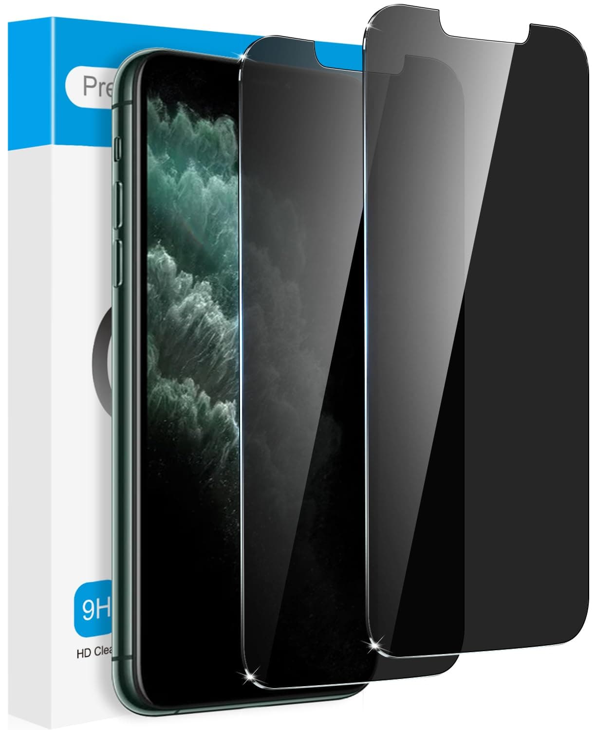 Fotbor 2 Pack Compatible for iPhone 11 Pro Max/iPhone Xs Max Privacy Screen Protector, Anti Spy Private Case Friendly Anti-Scratch 9H Hardness Tempered Glass