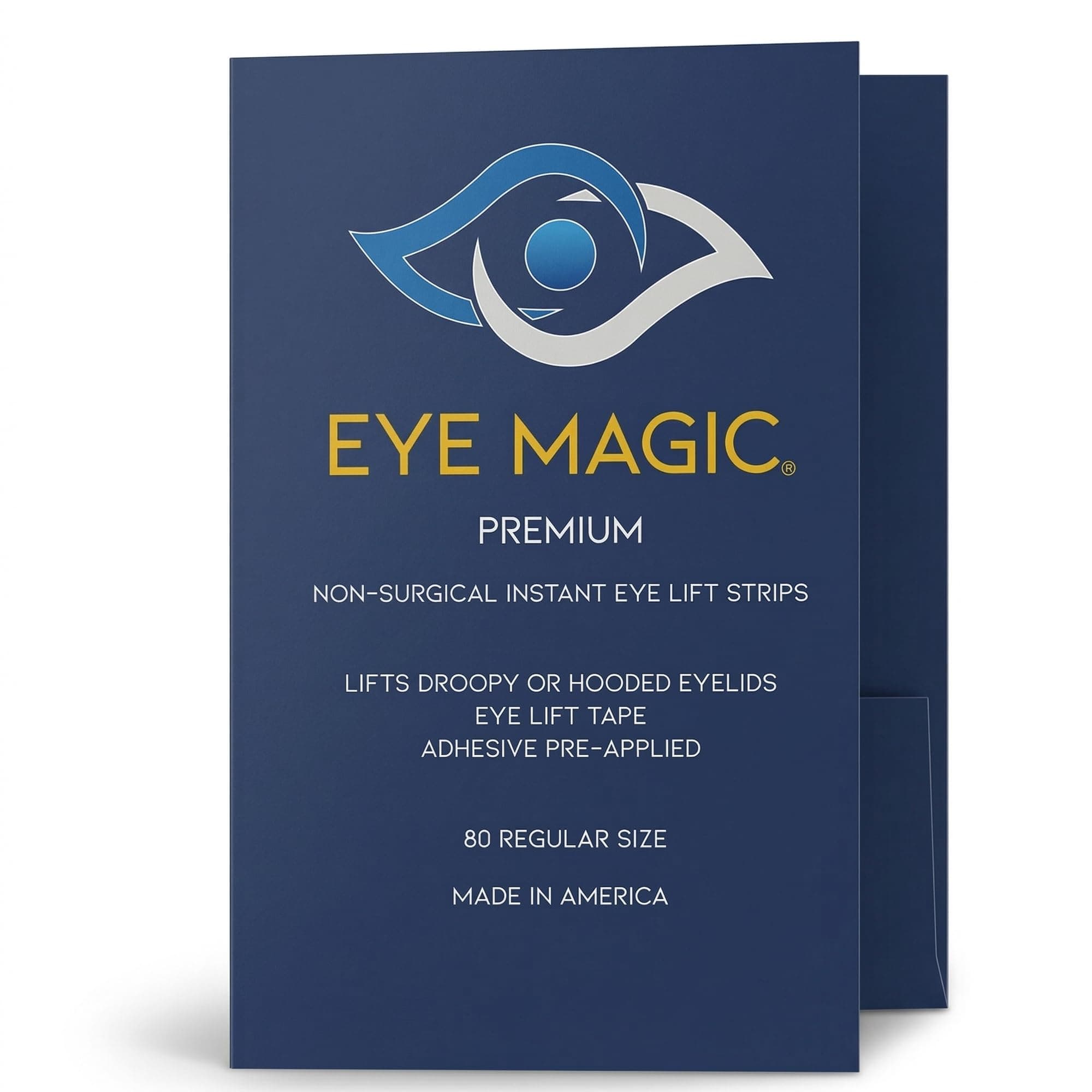 Premium Eye Lift Strips - Medium Size, 80 Count Refill Pack, Strips Only (no Gel), for Droopy, Sagging, or Hooded Eyelids, Hypoallergenic, Strong Hold, Made in USA