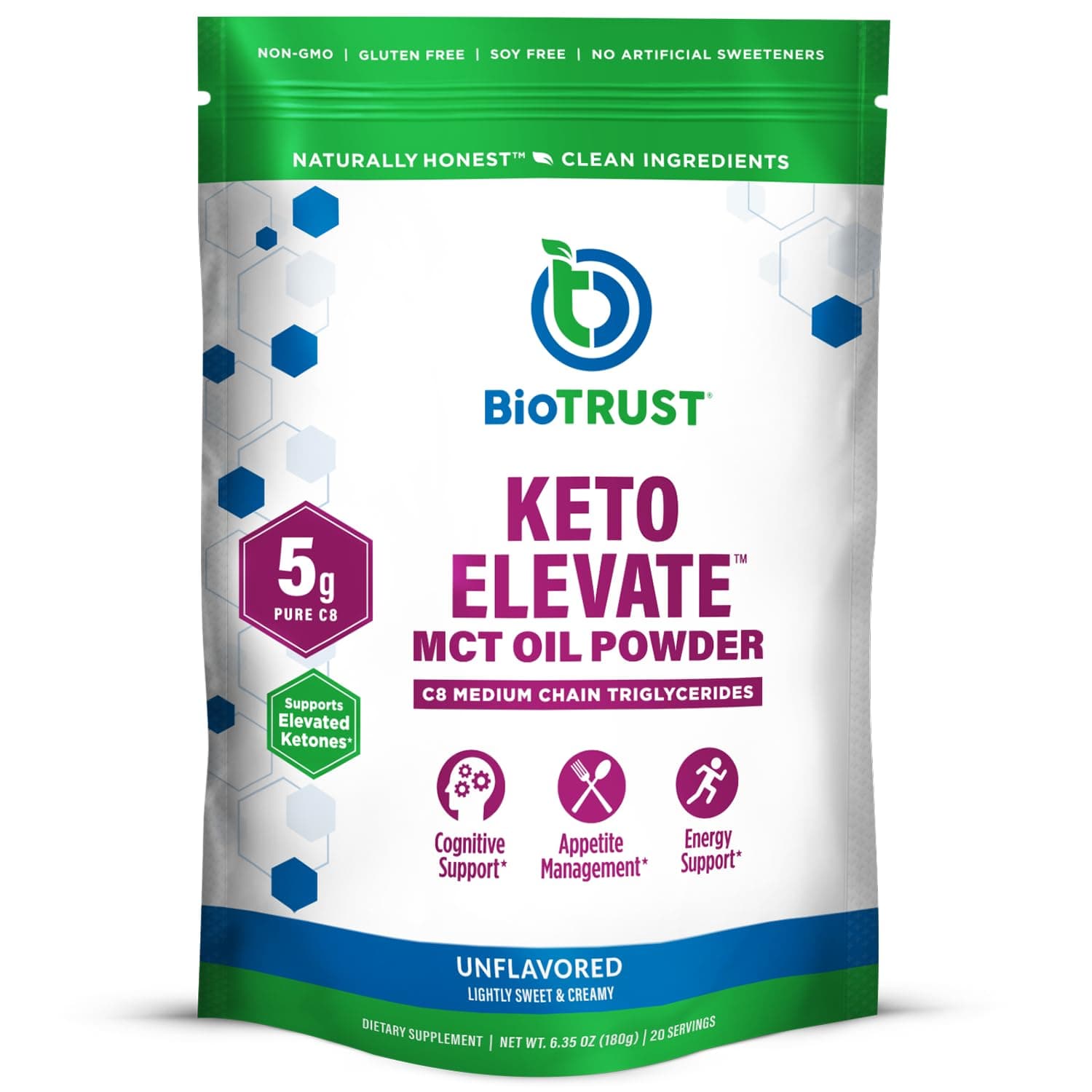 Keto Elevate – C8 MCT Oil Powder – Ketogenic MCT Coffee Creamer, Keto Coffee Creamer – Clean Energy, Mental Focus & Clarity – 100% Caprylic Acid MCT Powder, Non-GMO (Unflavored, 20 Servings)