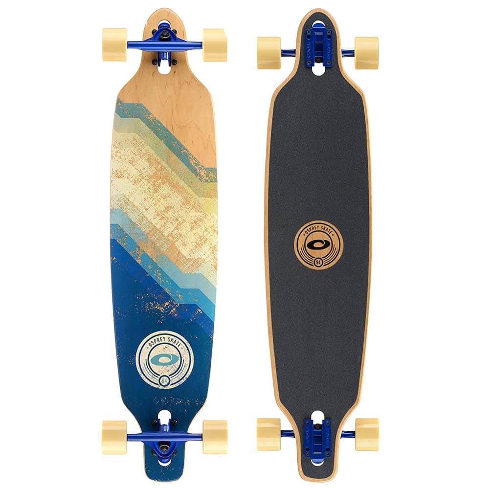 Osprey Twin Tip Longboard 39 inch Canadian Maple Deck, Complete Skateboard, For Adults, Kids and Beginners, Multiple Colours