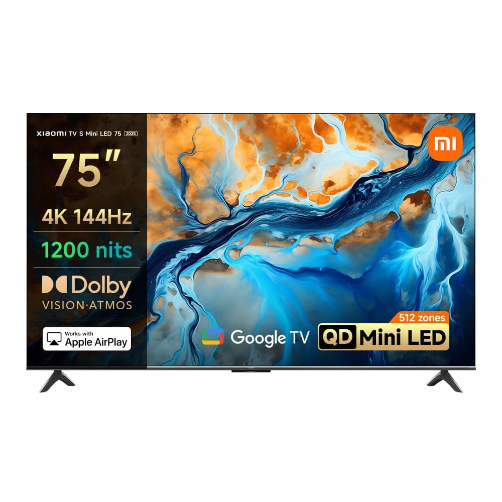 – Xiaomi TV S Mini LED 75" 2025 | Bright 4K QD-MiniLED display with accurate color | 144Hz refresh rate | Premium metal finish with ultra slim-bezel design | Powerful AI engine for image enhancement