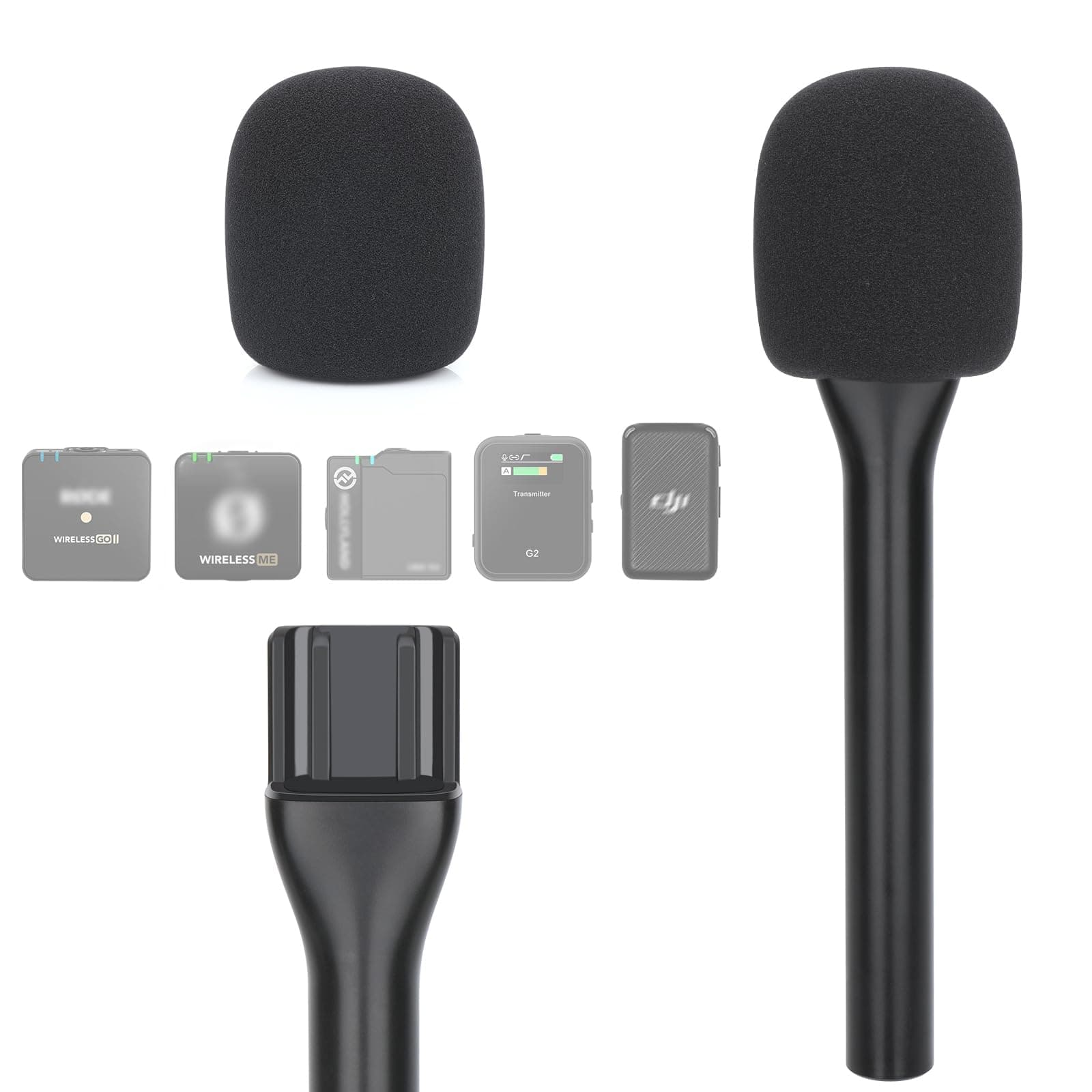 YOUSHARES Interview Microphone Handheld Adaptor for Rode Wireless Go II/Wireless PRO/Wireless ME/DJI Mic/DJI Mic 2