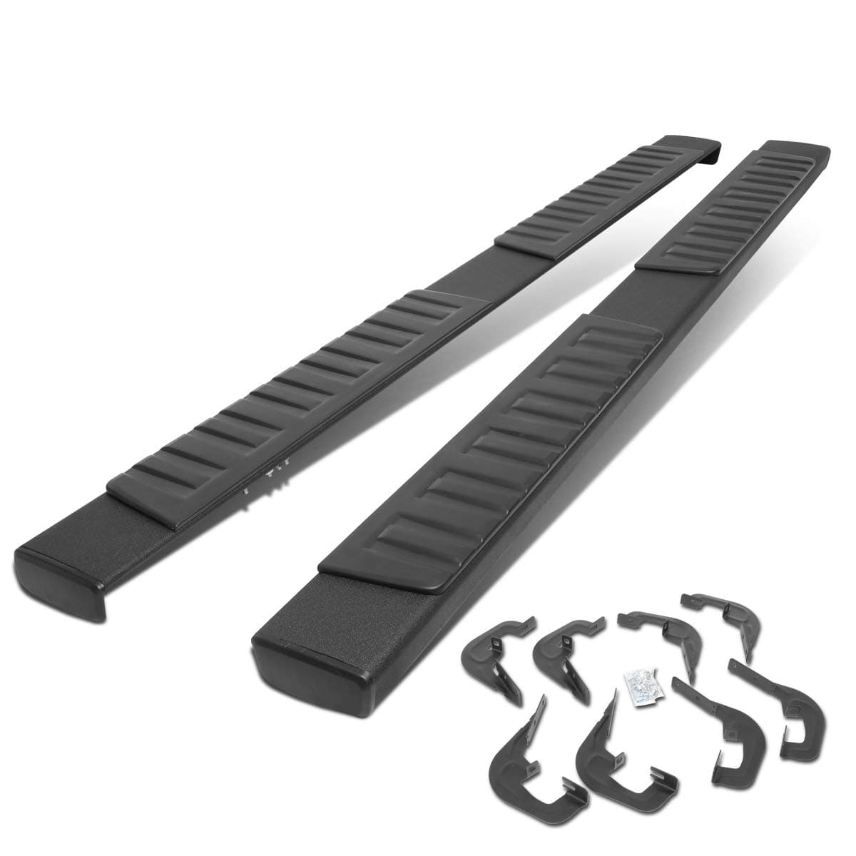 Auto Dynasty 6 Inches Side Step Nerf Bar Running Boards Compatible with Silverado Sierra 1500 2500HD 3500HD Crew Cab 07-19, Stainless Steel, Black Powdercoated