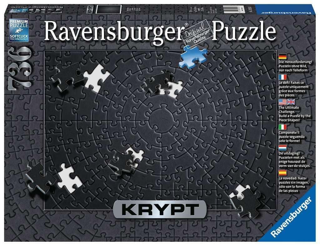 Ravensburger Krypt Black Puzzle - Unique 736-Piece Challenge for Adults | Softclick Technology Engaging Spiral Cut Design | Quality Craftsmanship | Ideal for Relaxation or Gifting