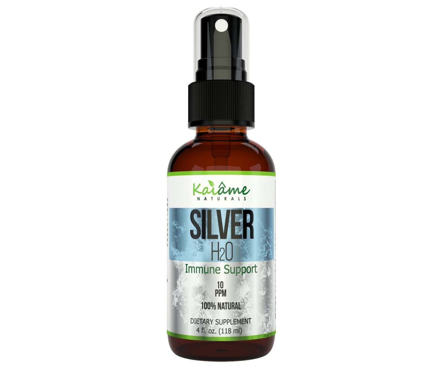 Kaiame Naturals Colloidal Silver, Ionic Silver Solution, 10 PPM, Large 4 oz Spray in Glass Bottle, Natural Immune Support Supplement, Safe for Adults, Children, and Pets