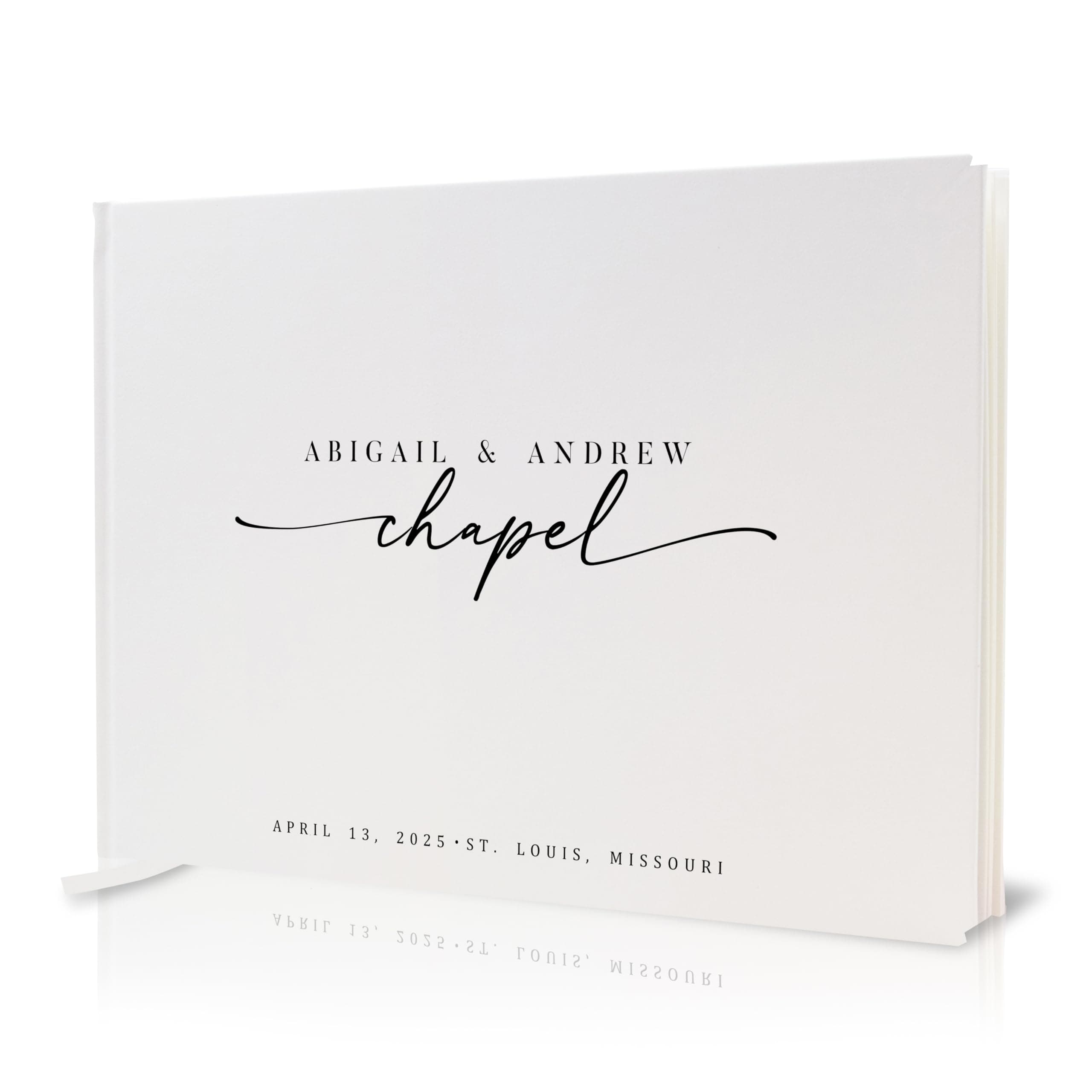 Personalized Guest Book - 11.5" x 8.5" Custom Bride & Groom Names with Bookmark and Hard Cover 140 GSM Blank Pages, for Weddings Guest Book, Engagements, Birthdays, Special Events, Eggshell