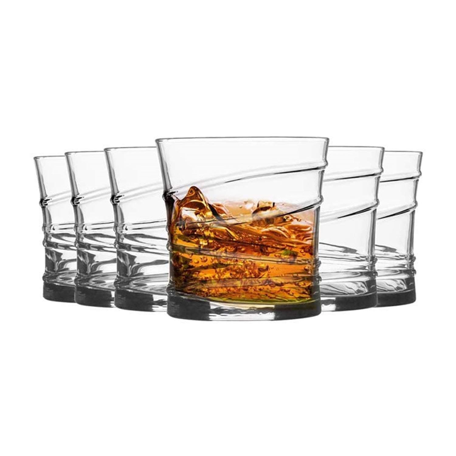 LAV 10.75 Ounce Whiskey Glasses | Ring Collection – Durable Construction – Weighted Bottom Prevents Tipping – Great Gift Idea – Dishwasher Safe – Set of 6 Glass Whisky Tumblers