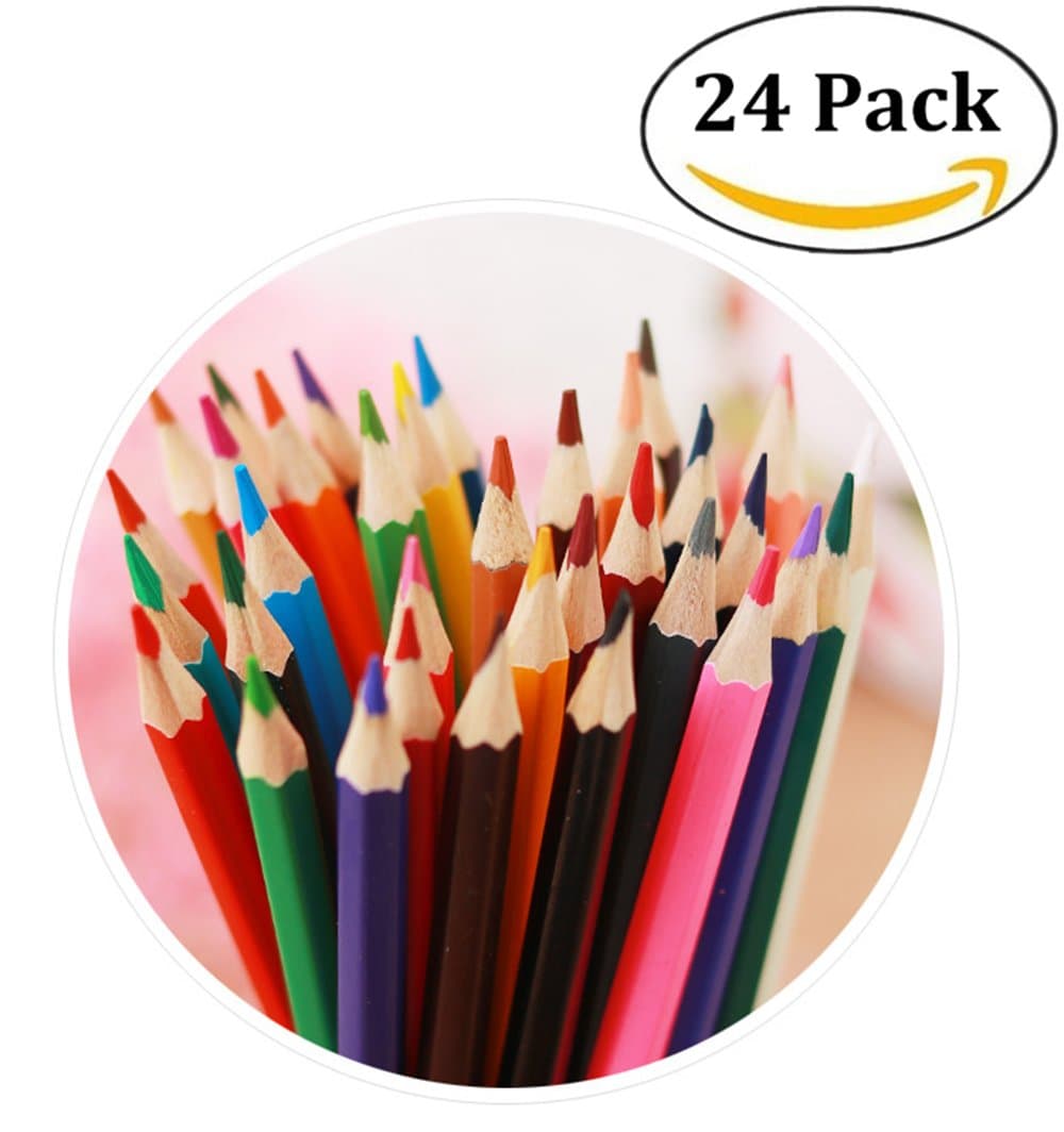 24 Pack Colouring Hexagonal Pencils, Unique Coloured Art Pencils Assorted for Kids and Adults Sketch Coloring Books Drawing Writing, Pink