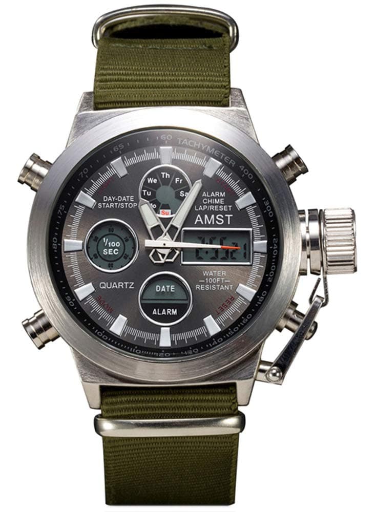 AMST Watch Men's Watch Multi-Function Dual Display top Quality Sports Watch LED Digital Quartz Watch