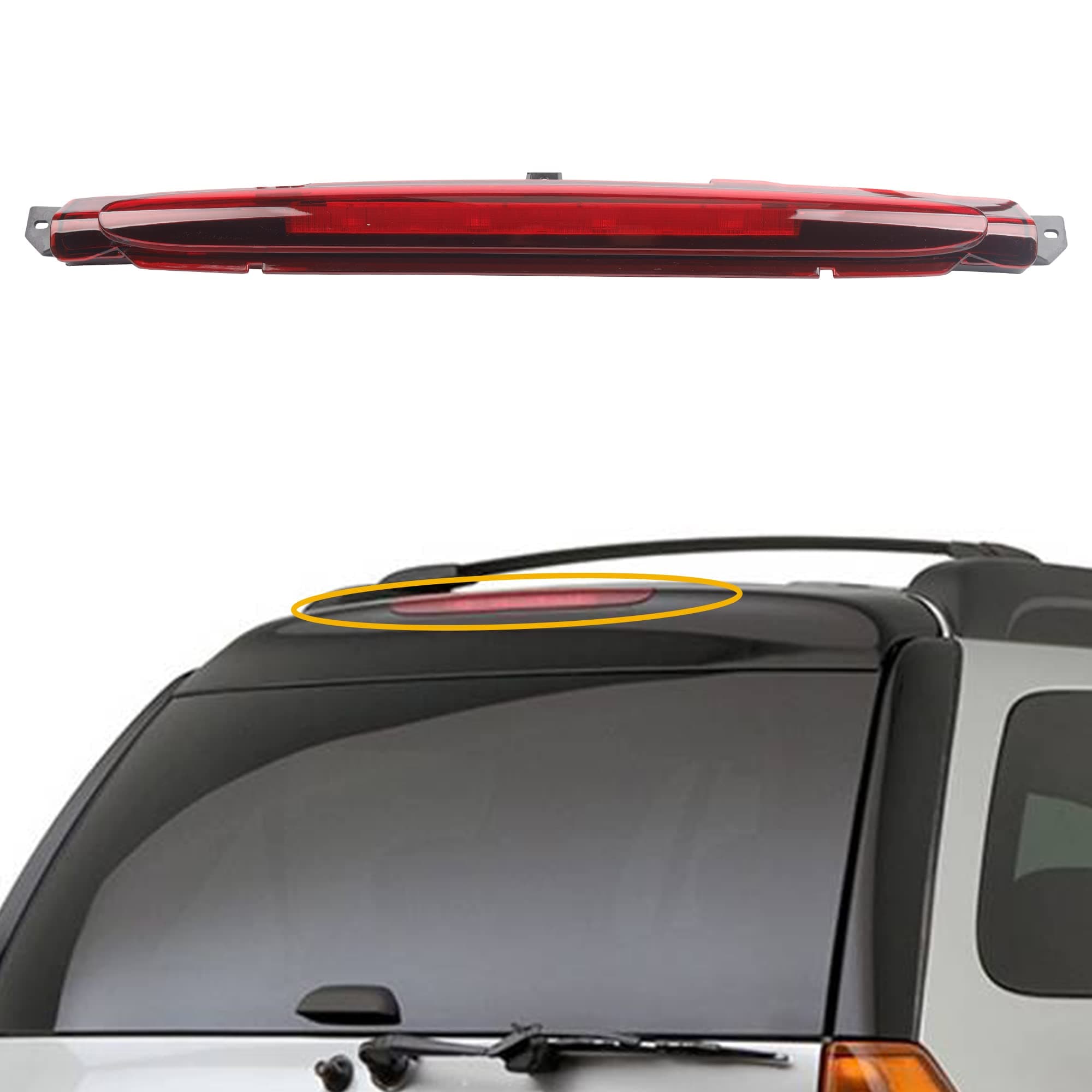 Dasbecan Red LED 3rd Third Light Brake Stop Light Rear Lamp Assembly Compatible With 2002-2009 Chevrolet Trailblazer GMC Envoy Isuzu Ascender Oldsmobile Bravada Saab Buick Replaces# 15201921 GM2890106