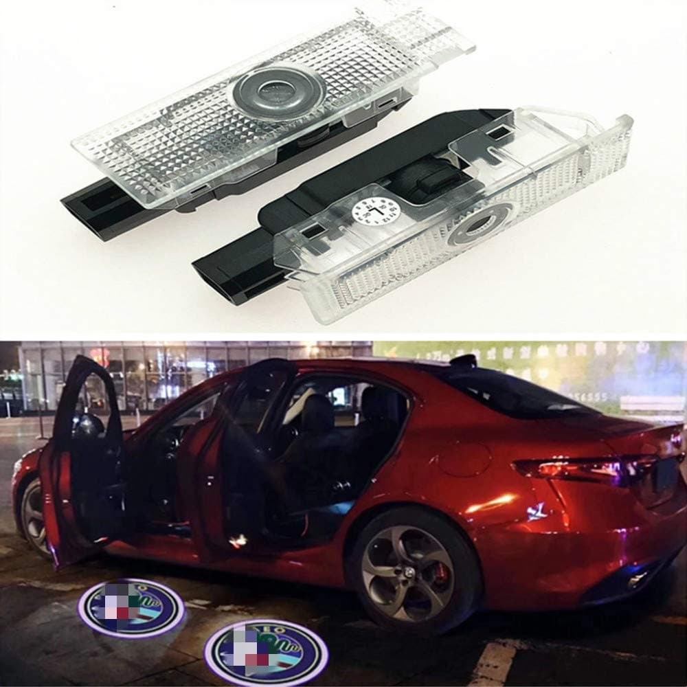 Car Door LED Light Ghost Shadow Projector Welcome Lamp Logo Light for Alfa Romeo Series (2 Pack)