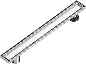 Neodrain 32-Inch Offset Linear Shower Drain with Tile Insert Grate Cover, Brushed 304 Stainless Steel Rectangle Side Outlet Shower Floor Drain, Adjustable Leveling Foot, Hair Strainer/Catcher