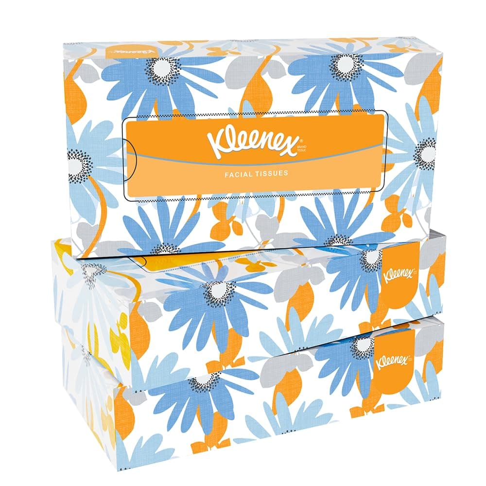 2 ply Facial Tissue Flat Box, 100 Pulls, Pack of 3 (Total 300 Sheets) (60035)