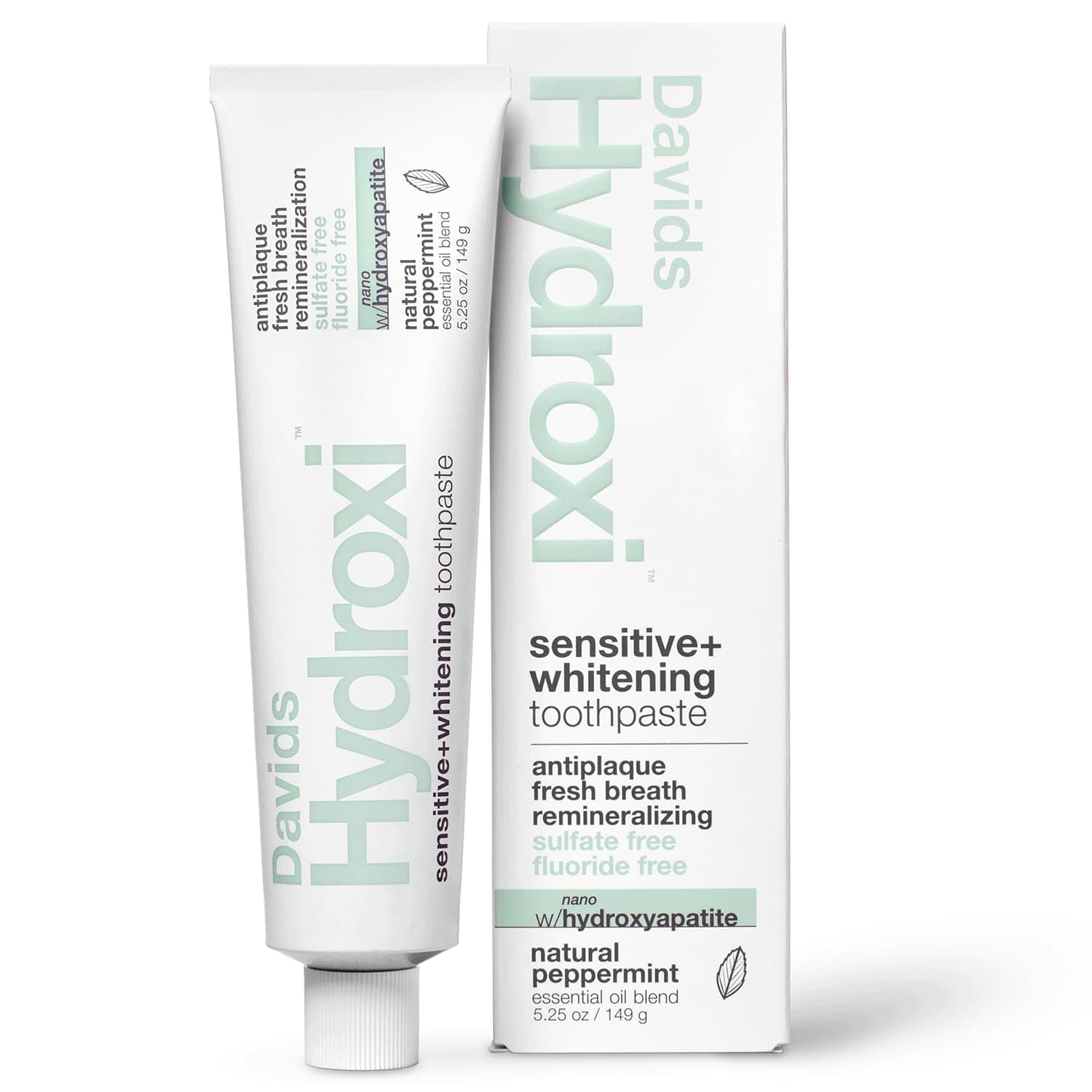 Nano Hydroxyapaite Natural Toothpaste for Sensitivity, Peppermint, Flouride Free, SLS Free, Remineralize Enamel, Gentle Whitening, Recycable Metal Tube, 4oz