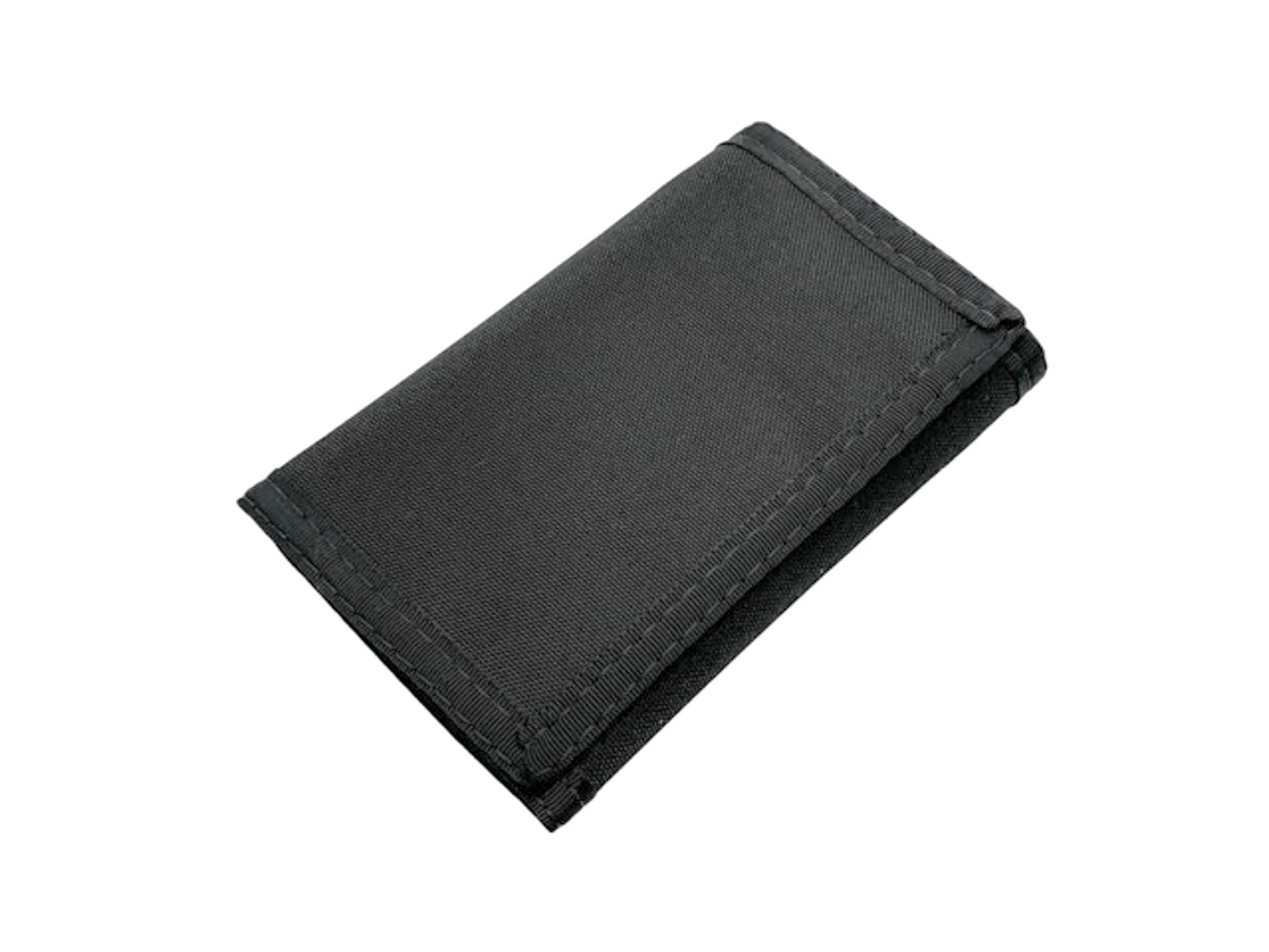 RFID Nylon Trifold Hook and Loop Wallet. w/Inside ID Window. Made in USA (Black)