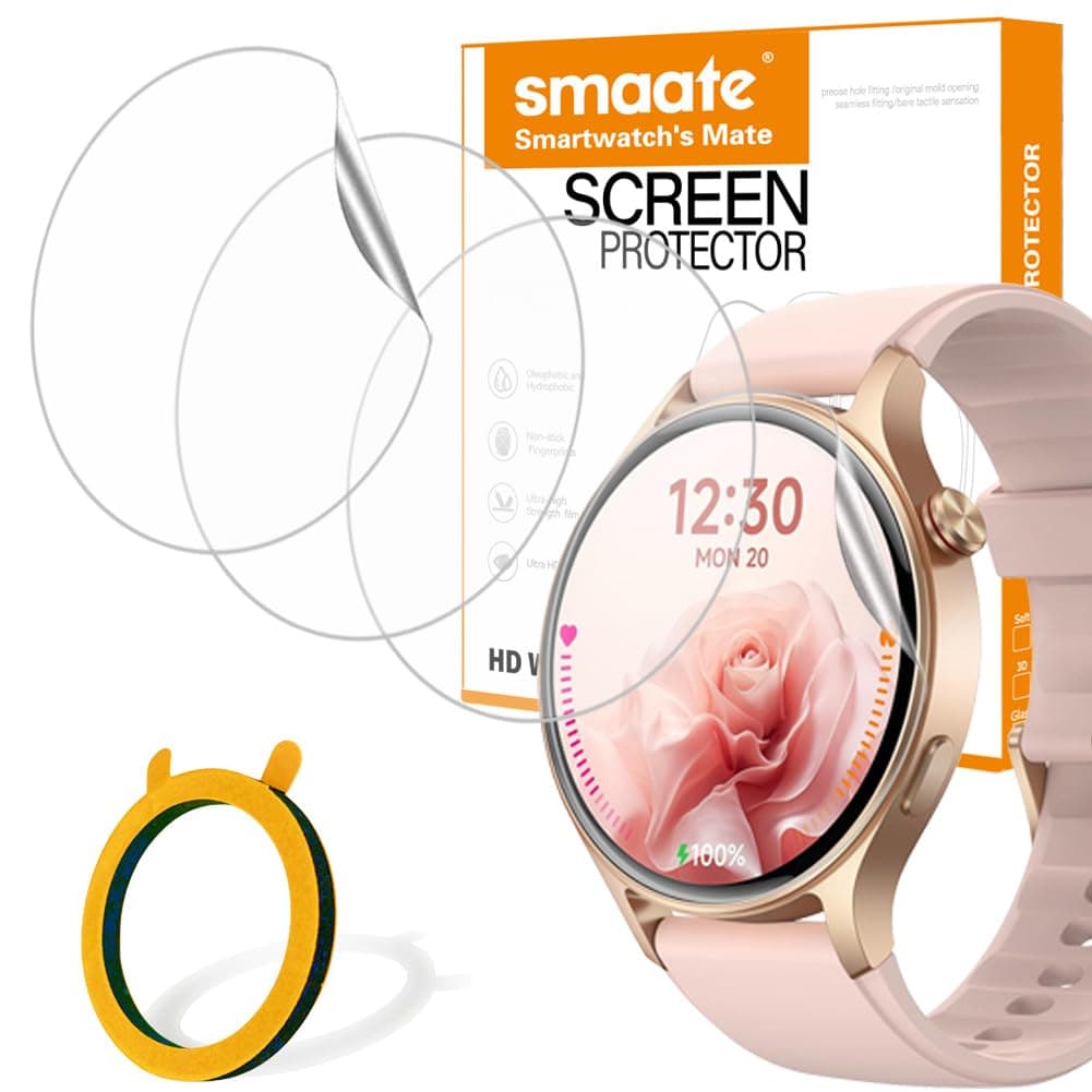 Soft Screen Protector Compatible with aeac Fitpolo GTX18 AR-01 1.3” Smart Watch , TPU, 6-pack, Full Coverage, Bubble Self-healing, with Non-slip Pad Sticker