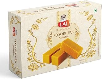 Lal Sweets Signature Mysore Pak 400g | Delicious & Melts in Mouth Texture | Made with Pure Desi Ghee | Mysuru Pak | Traditional Taste of South India | Indian Sweets | Mithai Gift Box