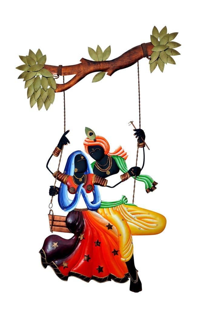 Radha krishna under Jhula wall Hanging
