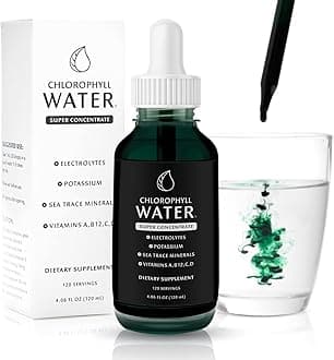 Chlorophyll Water Drops - Liquid Chlorophyll Drops (12,000mg) for Natural Detox, Immune and Energy Support with Antioxidants, Electrolytes, Potassium, Sea Trace Minerals & Vitamins A, B12, C & D3