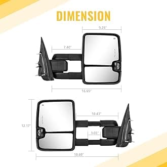 Towing Mirrors Switchback Lights for 2014-2018 Chevy Silverado GMC Sierra 1500 2500 HD 3500 HD with Turn Signal Running Lights Power Glass Backup Lamp Heated Pair (Black Textured)