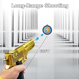 Gel Ball Blaster Gun Toy - Golden Small Manual Splatter Gun Blasters for Ages 14+, Outdoor Team Shooting Game, Idea Gift