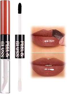 Lip Stain Peel Off Lip Gloss oil Duo, Lip Liner Tattoo Magic Color & Hydrating Oil Set, Shiny, Non-Sticky, Long Lasting Lipgloss, Transfer-Proof Lip Tint Stain with Lip Oil (#07 Lovely Stain)