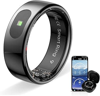 Touch Smart Ring Upgraded Version Health Ring Pro, with Bluetooth Remote Control and Motion Detection, 10ATM Waterproof Fitness Tracker for Men and Women Daily use (Black Touch, 12)
