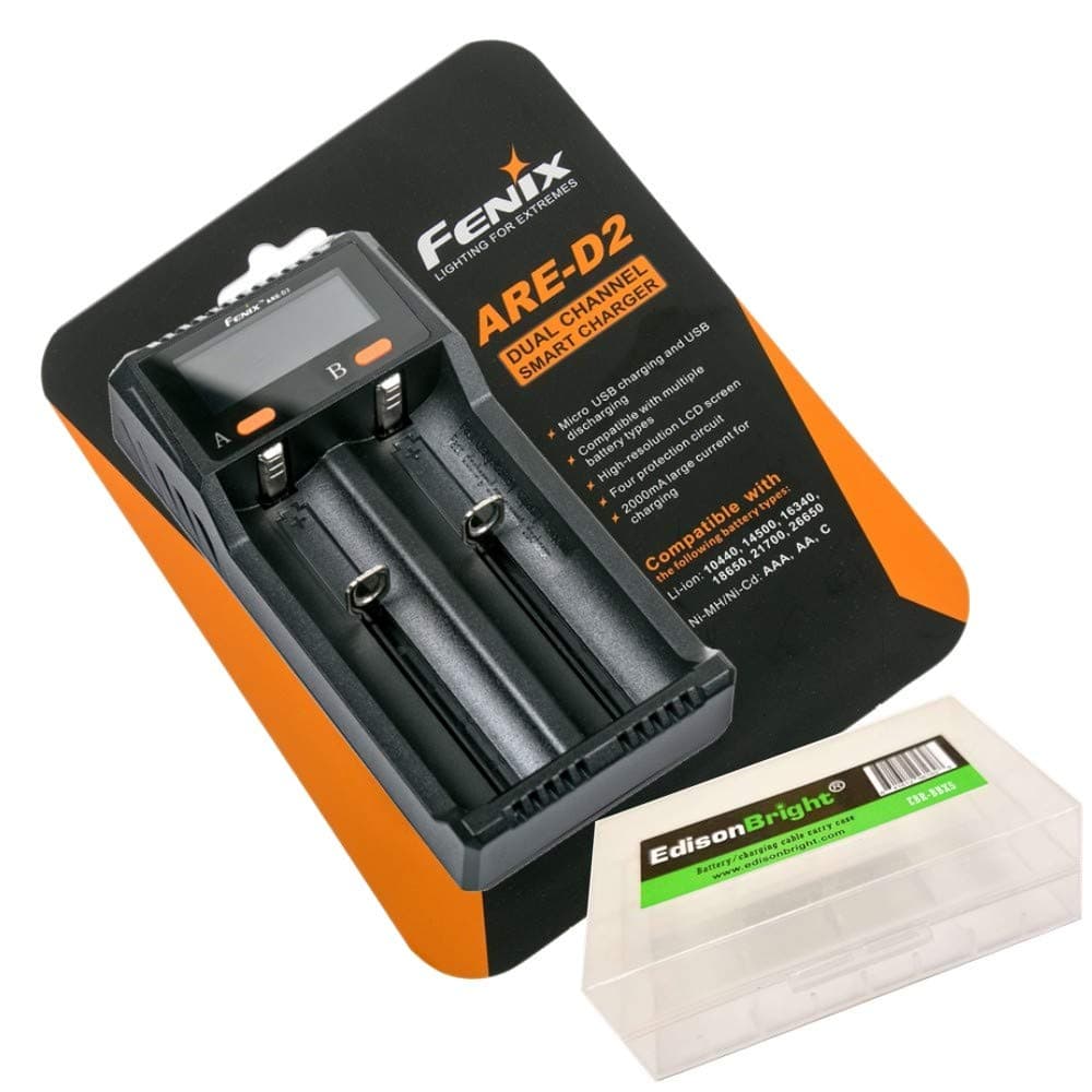 Fenix are-D2 USB Powered Two Bay Smart Battery Charger for 21700/18650/16340 BBX5 Battery Carry case