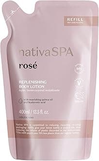 Nativa SPA by O Boticário, Rose Moisturizing Body Lotion Refill Pack, Fragranced Moisturizer Enriched with Purified Quinoa Drops to Boost Hydration, 13.5 Ounce